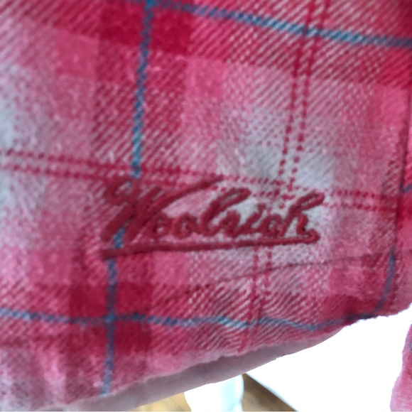 Woolrich amaryllis pink multi 100%cotton plaid flannel top size L EUC runs small - Picture 3 of 6